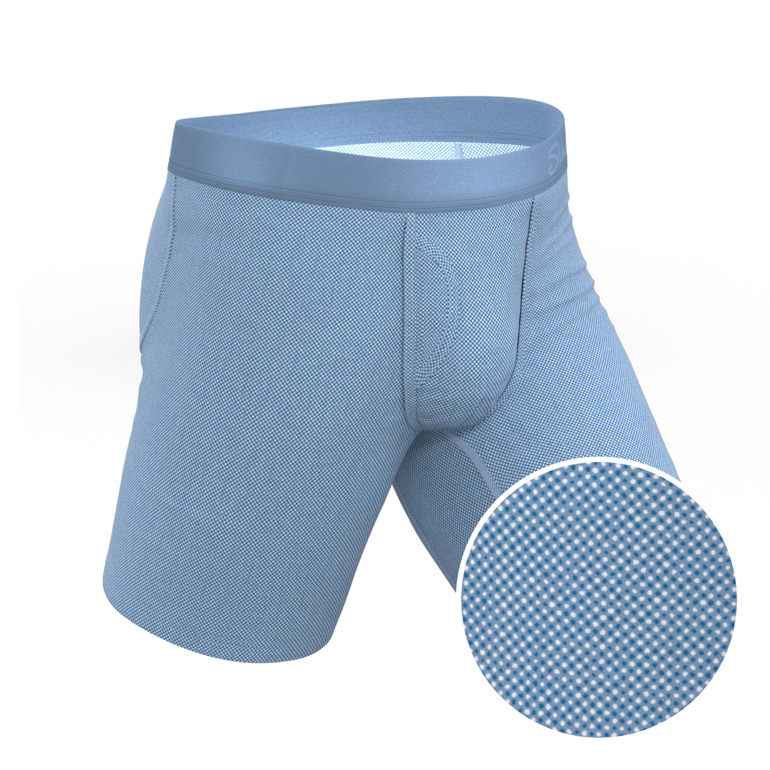 The Chambray All Day | Blue Chambray Long Leg Ball Hammock® Pouch Underwear With Fly