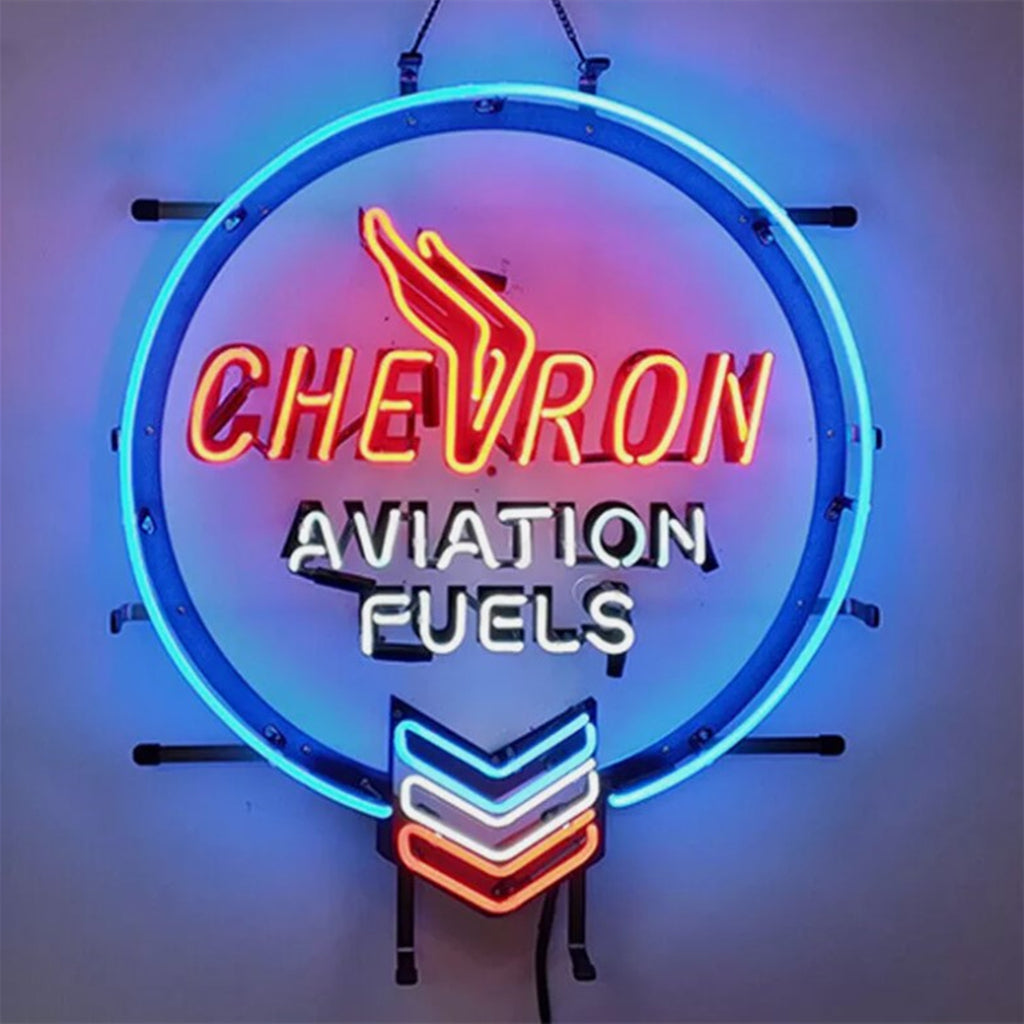 Chevron Aviation Fuels Gasoline Neon Signs