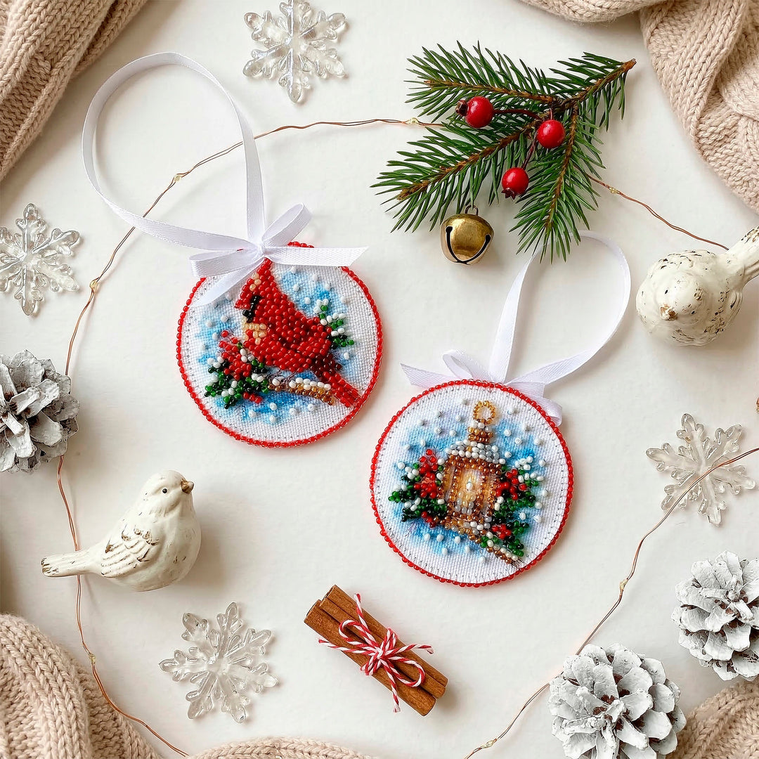 Christmas Singing Bead Embroidery Decoration Kit by Abris Art ABT-065
