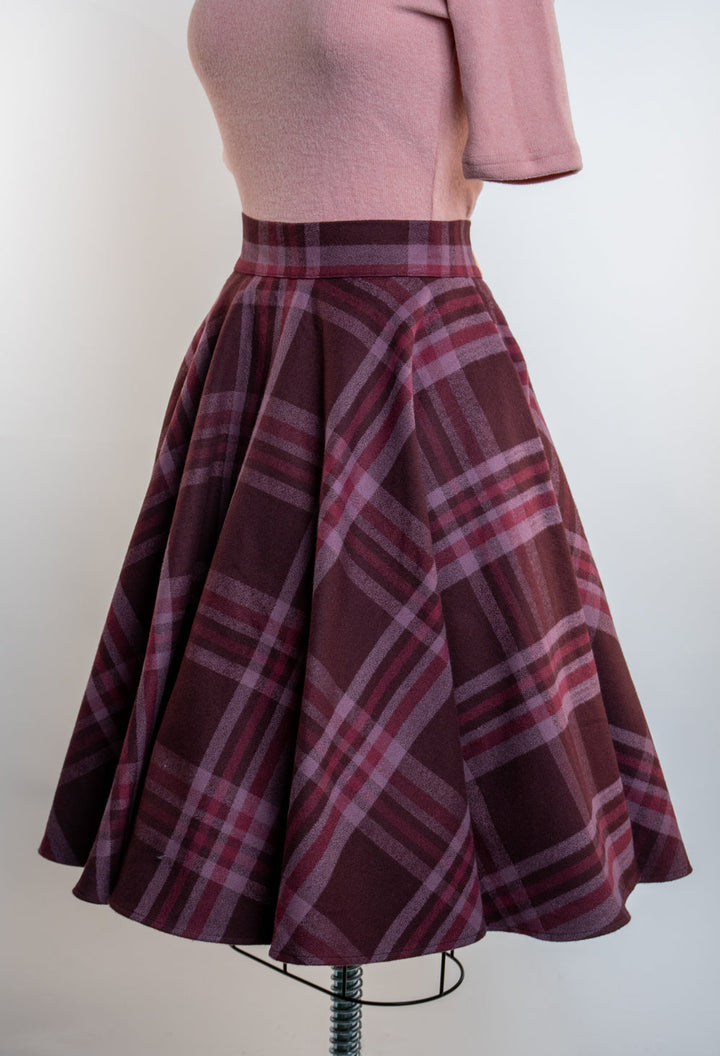 Haute Circle Skirt - Flannel, Cranberry Plaid