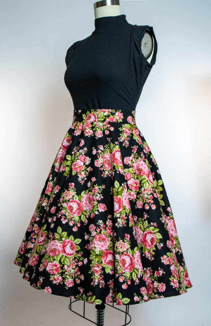 Circle Skirt- Beautiful Roses on Flannel