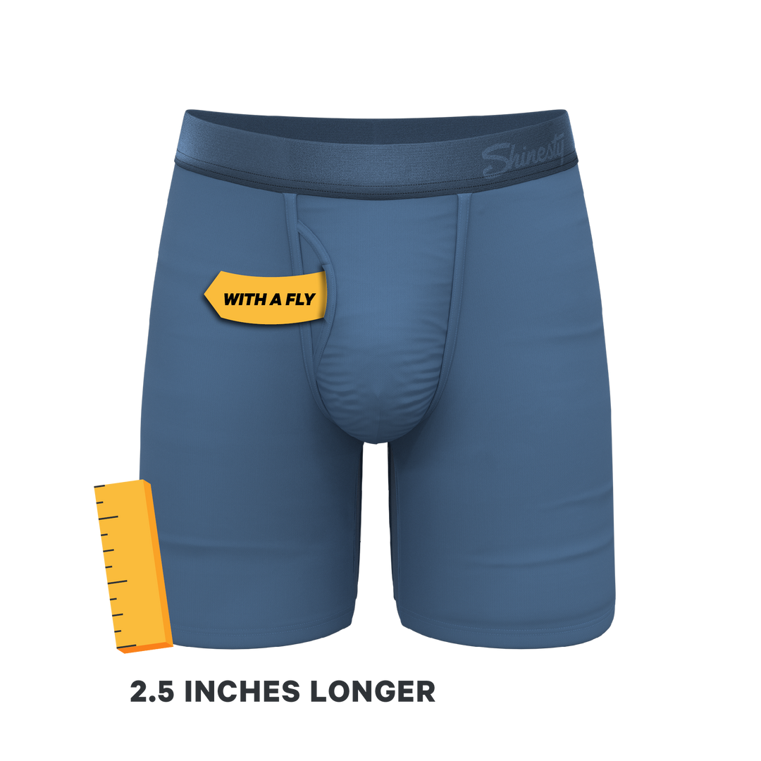 The Cool Cobalt | Slate Blue Long Leg Ball Hammock® Pouch Underwear With Fly