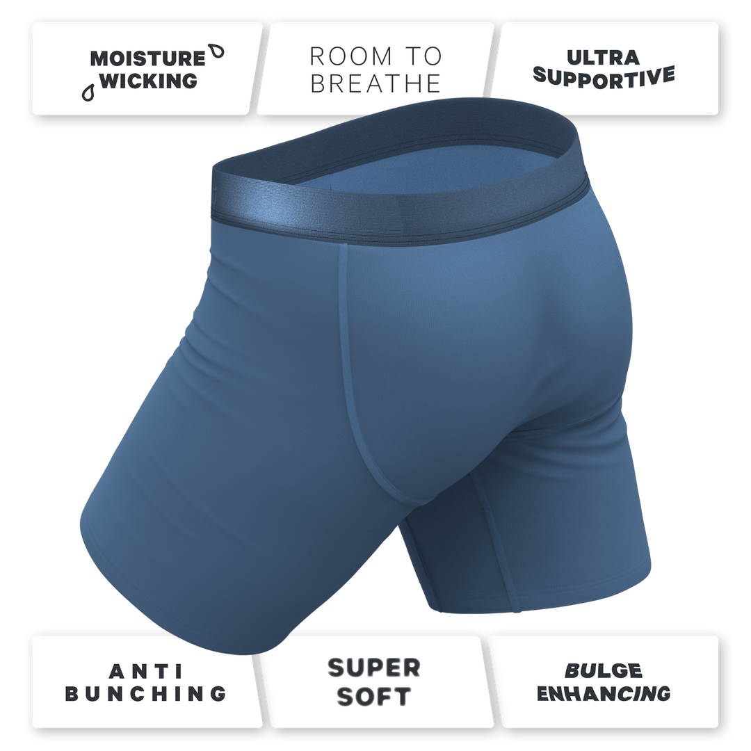 The Cool Cobalt | Slate Blue Long Leg Ball Hammock® Pouch Underwear With Fly