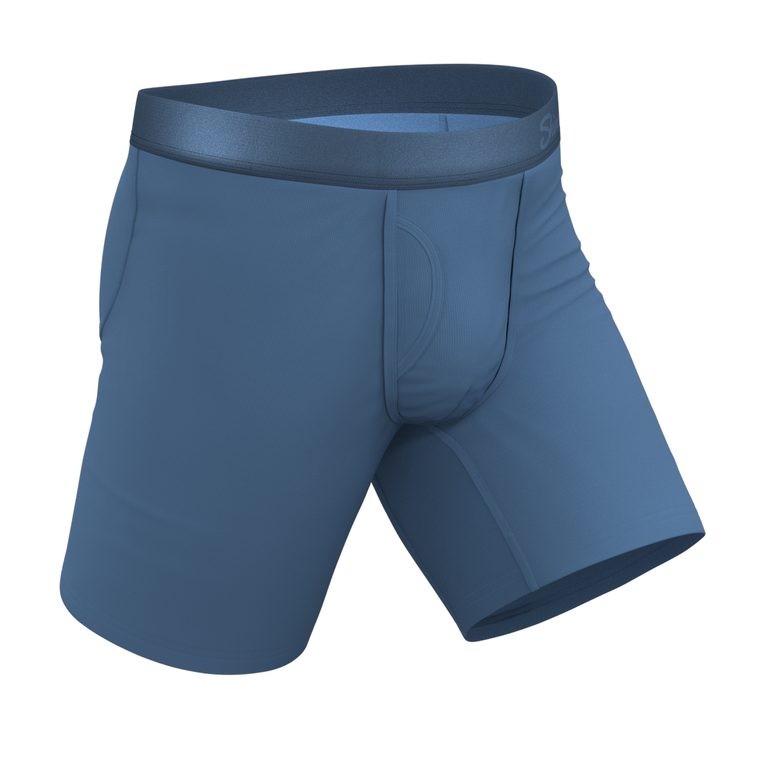 The Cool Cobalt | Slate Blue Long Leg Ball Hammock® Pouch Underwear With Fly