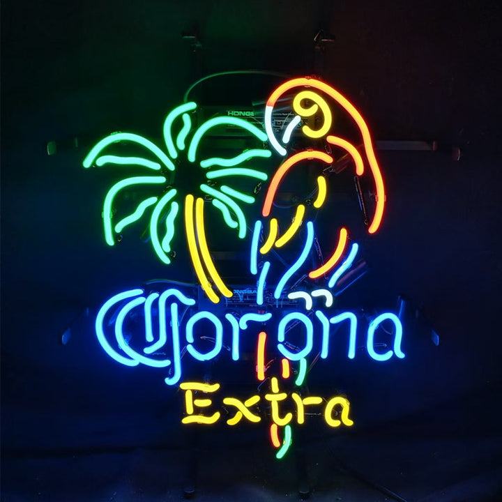Palm Tree Parrot Corona Extra Neon Light Sign