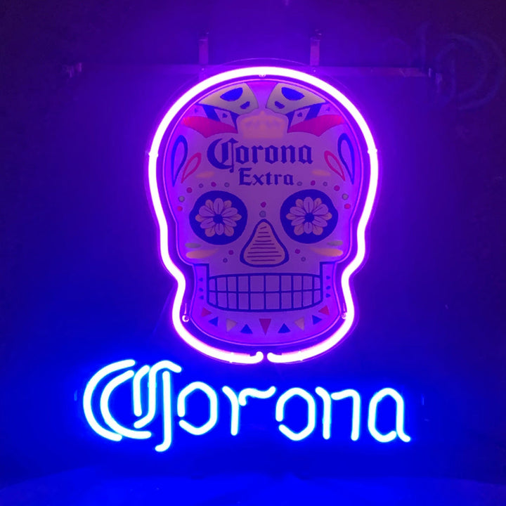 Corona Extra Dia de los Muertos Skull Neon Light Sign