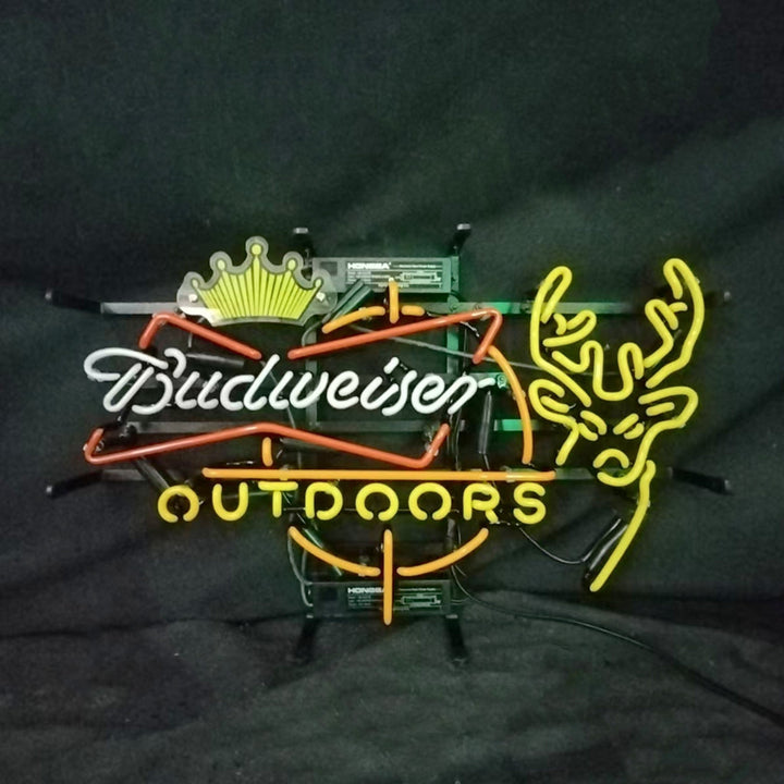 Budweiser Outdoors Deer with Crown Neon Signs