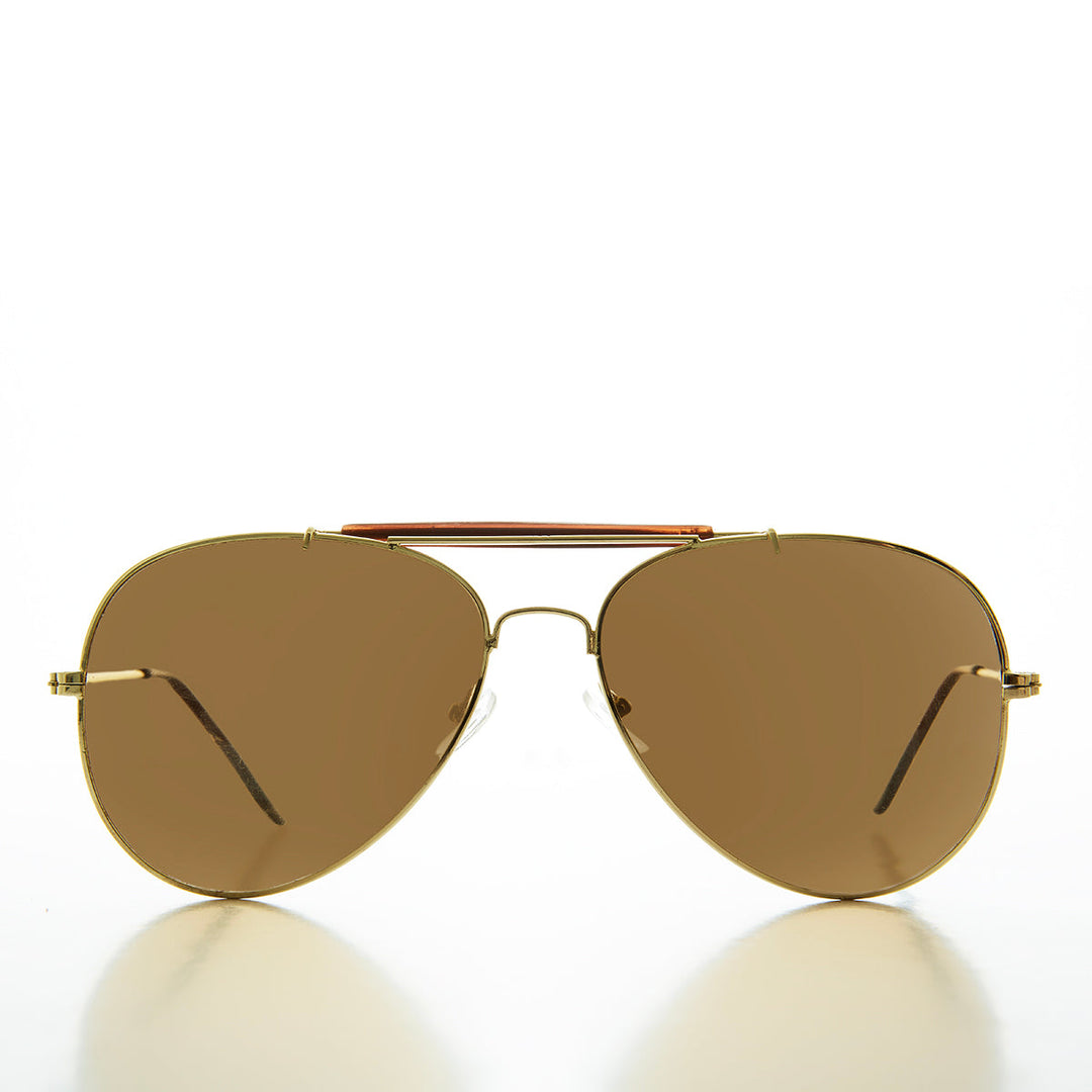Gold Glass Lens 60mm Aviator Sunglasses - Dino