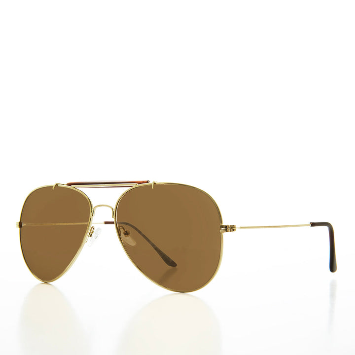 Gold Glass Lens 60mm Aviator Sunglasses - Dino