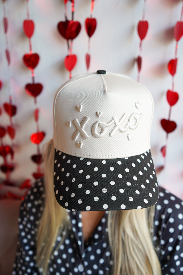 Xoxo - Black Polka Dot Vintage Trucker Hat