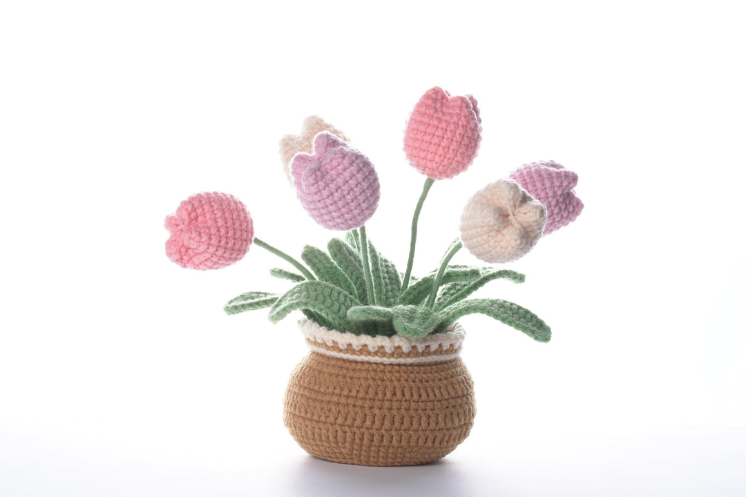 Tulips in Bloom. Potted Flower Amigurumi DIY Crochet Kit Wizardi F07N8-M30