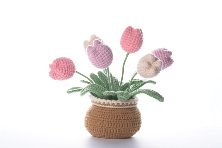 Tulips in Bloom. Potted Flower Amigurumi DIY Crochet Kit Wizardi F07N8-M30