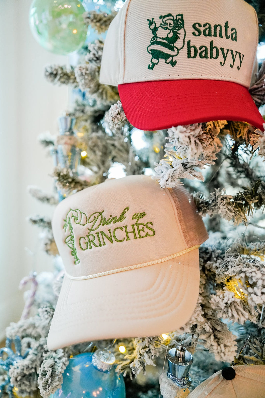 Drink Up Grinches - Tan Foam Trucker Hat