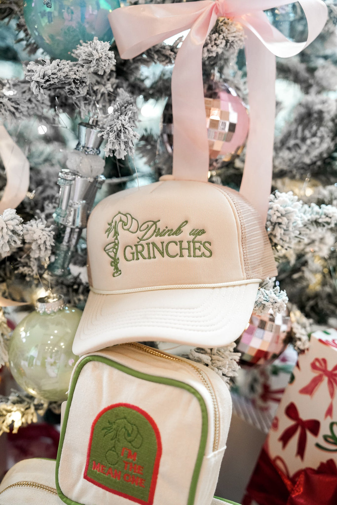 Drink Up Grinches - Tan Foam Trucker Hat