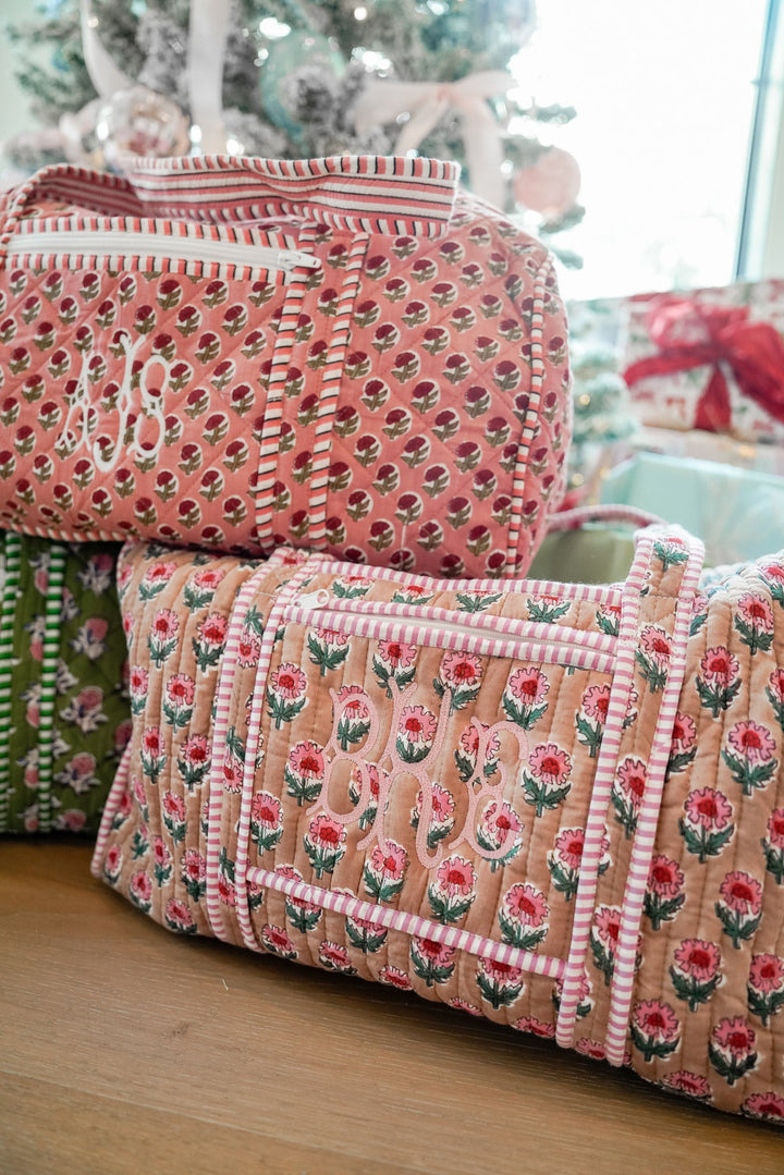 Quilted Block-Print Duffel Bag