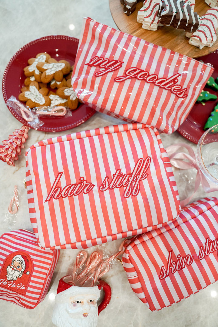 My Goodies - Pink & Red Stripes Clear Coat Bag