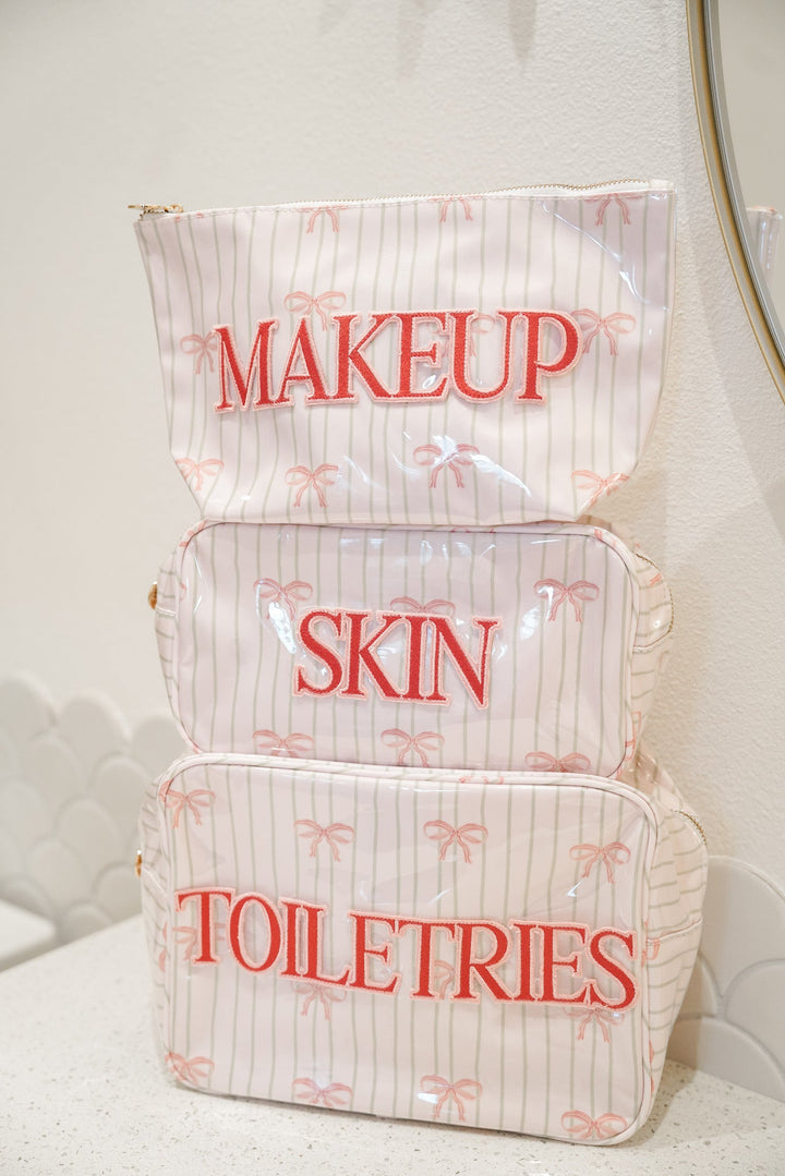 Toiletries - Pink Ribbons Clear Coat XL Bag