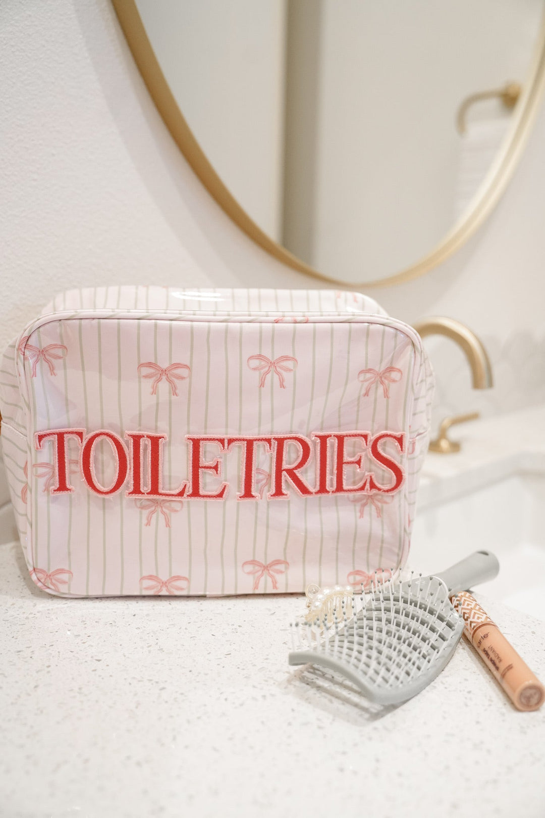 Toiletries - Pink Ribbons Clear Coat XL Bag