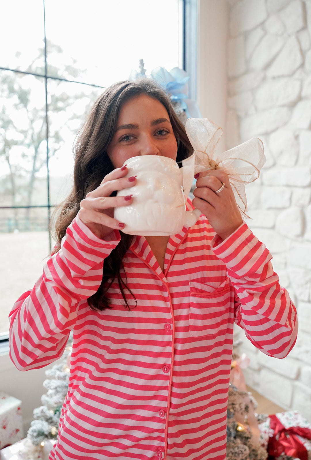 Pink & Red Stripes - Long Pajama Set