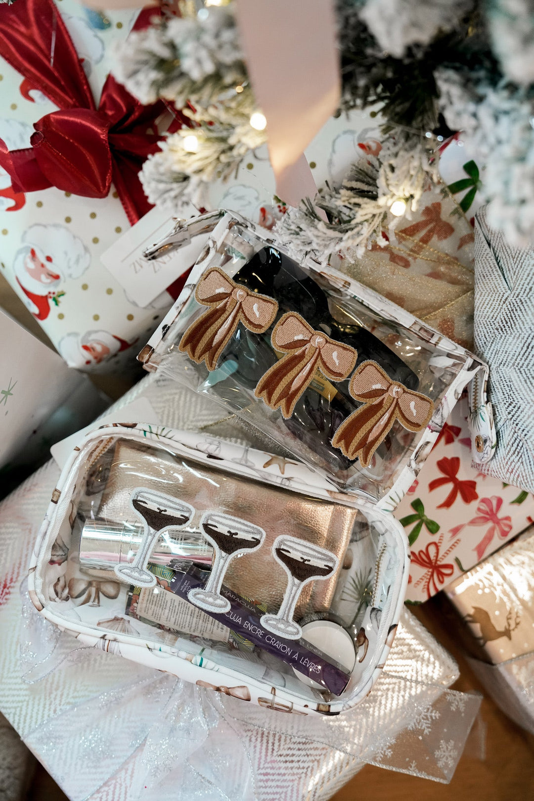 3 Brown Bows - Snap Clear Pouch