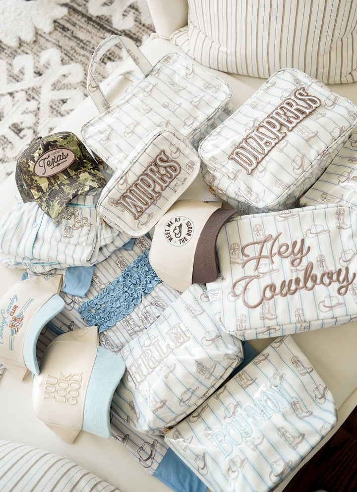 Western Blues Striped - Clear Coat Toiletry Case