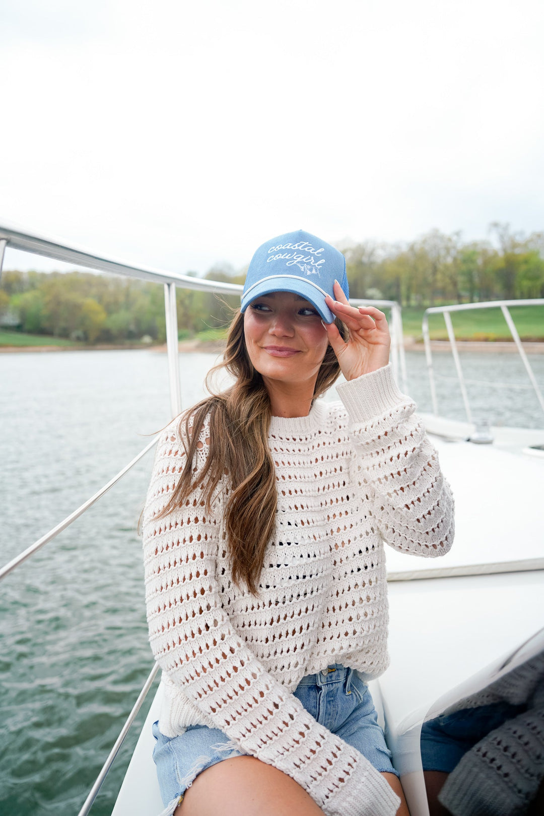 Coastal Cowgirl - Blue Corduroy Trucker Hat