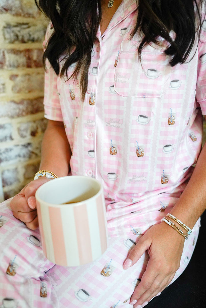 Pink Coffee - Short Sleeve + Pant Pajama Set