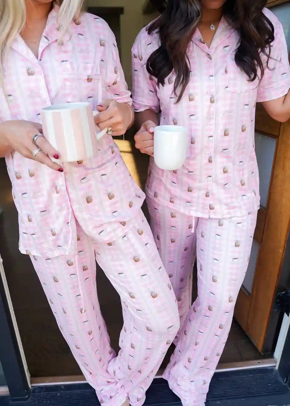 Pink Coffee - Short Sleeve + Pant Pajama Set