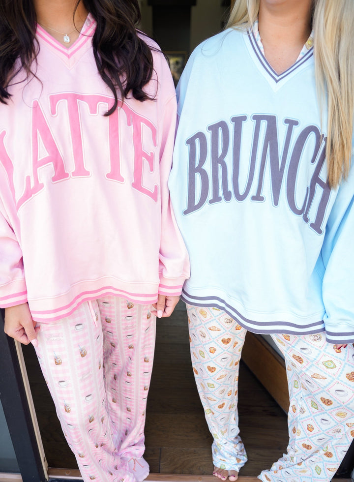 Brunch - Blue Vintage V-Neck Sweatshirt