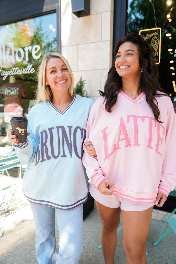 Brunch - Blue Vintage V-Neck Sweatshirt