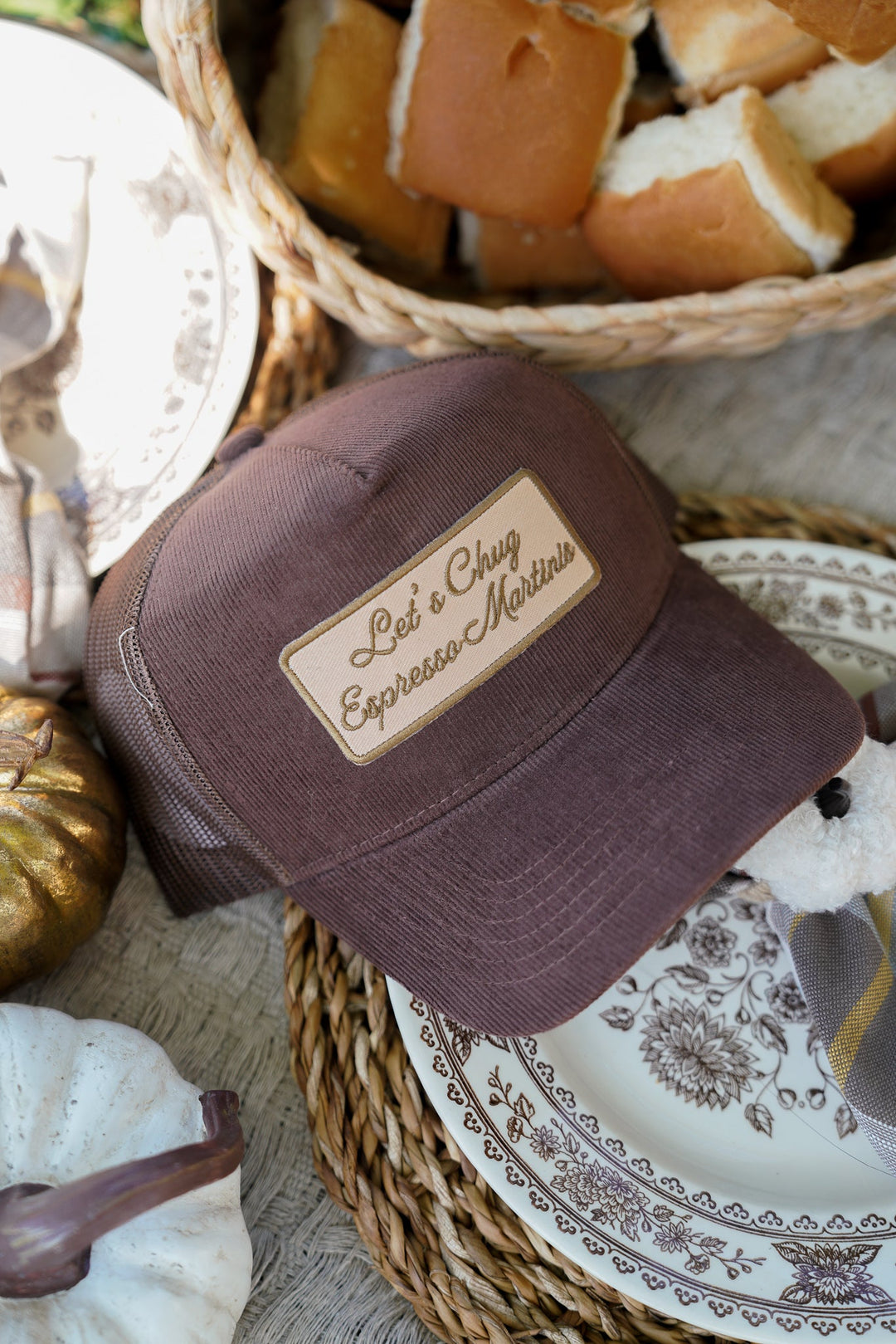Let's Chug Espresso Martinis - Brown Corduroy Trucker Hat