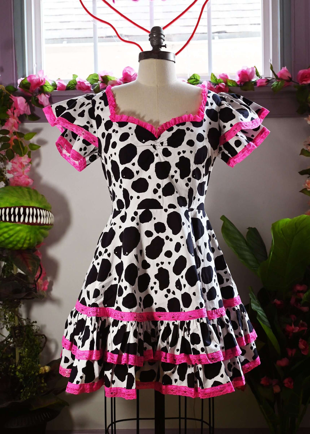 Adelaide Mini Swing dress in Bessie Moo print