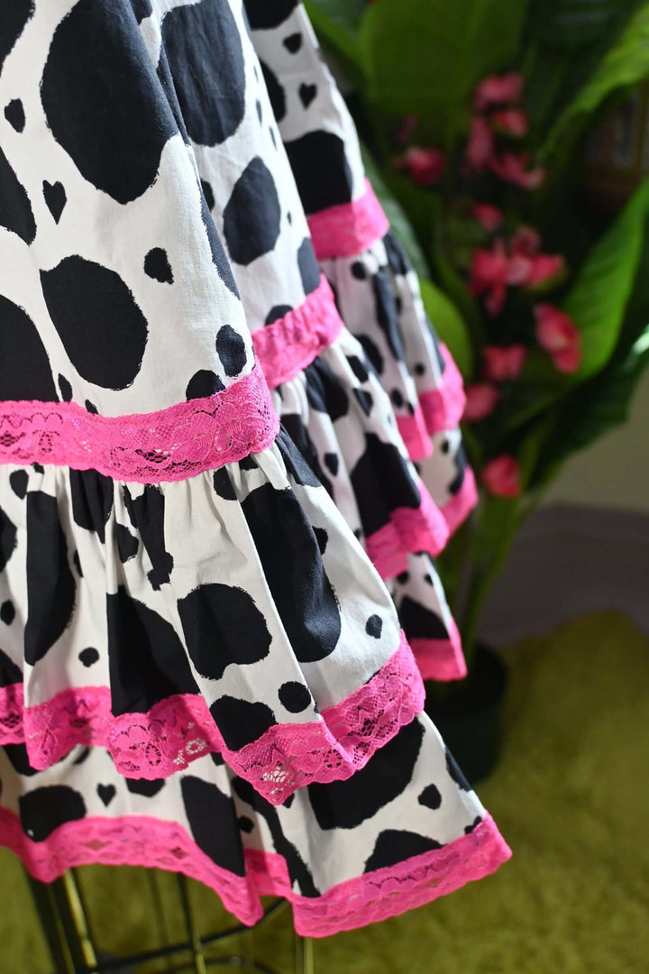 Adelaide Mini Swing dress in Bessie Moo print