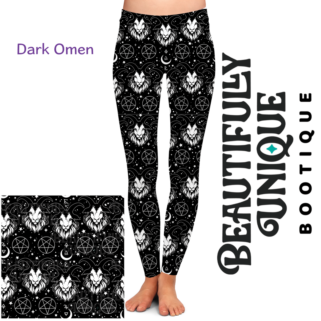 Dark Omen Leggings - High-quality Handcrafted Vibrant Satanic Witchy Black Phillip Goat 666