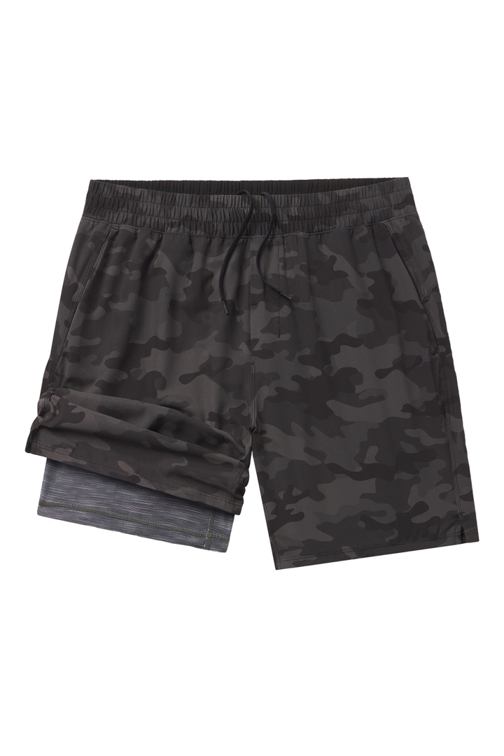 The Darkside | Black and Grey Camo Ball Hammock® 7 Inch Athletic Shorts