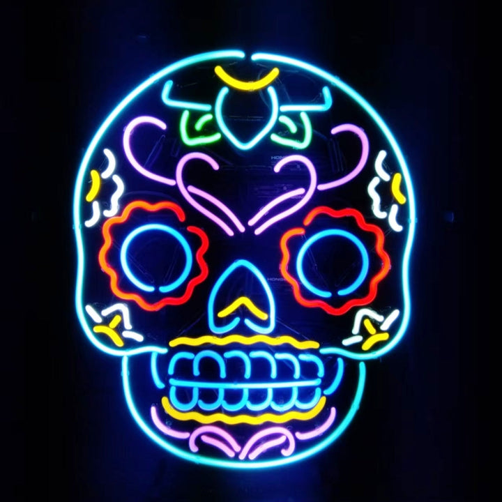 Dia De Los Muertos Hanuted Skull Death Mask Neon Signs