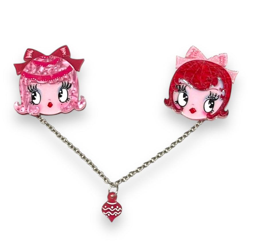 Dolly Sisters Double Brooch by Miss Fluff x Lipstick & Chrome – view 2
