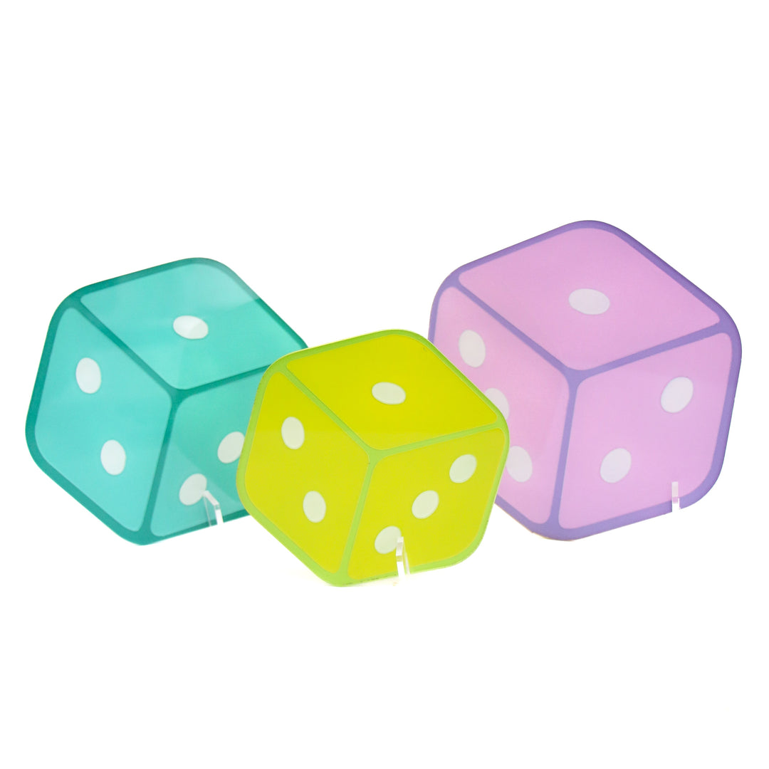 Acrylic dice decor - cool tones