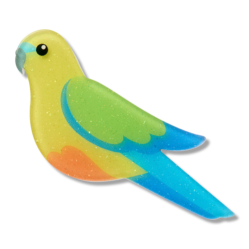 Orange-Bellied Parrot Simplified Mini Brooch by Erstwilder