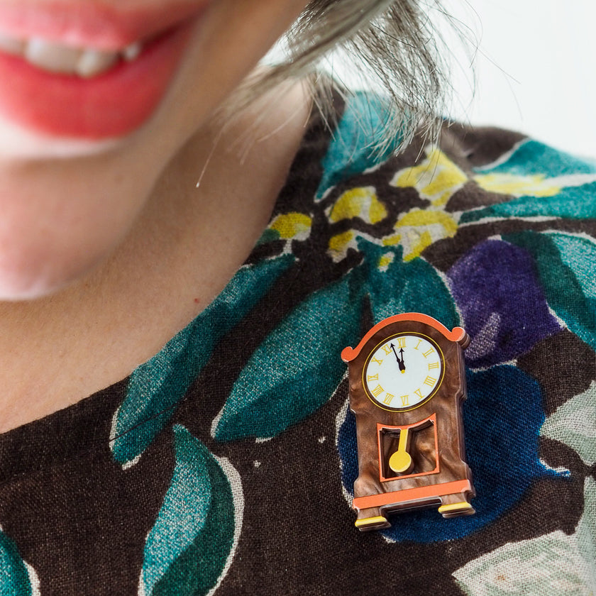 Clock Simplified Mini Brooch by Erstwilder
