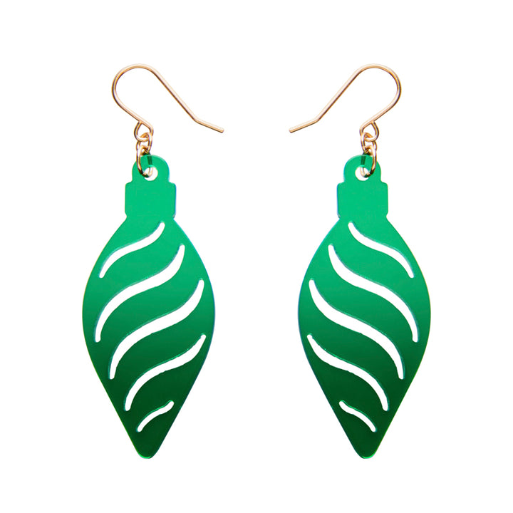 Long Bauble Drop Earrings - Green