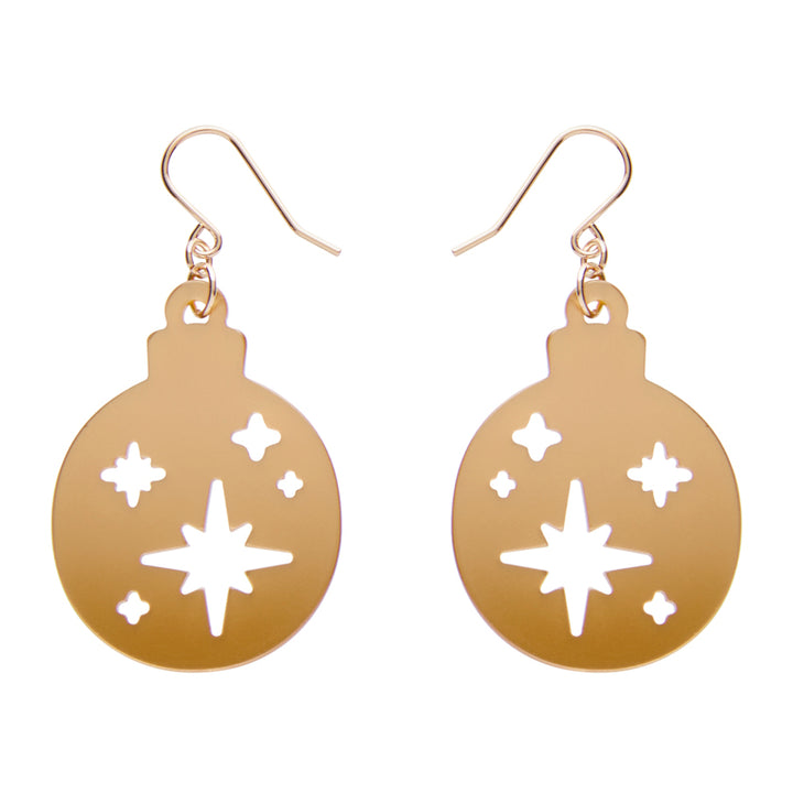 Round Bauble Drop Earrings - Gold