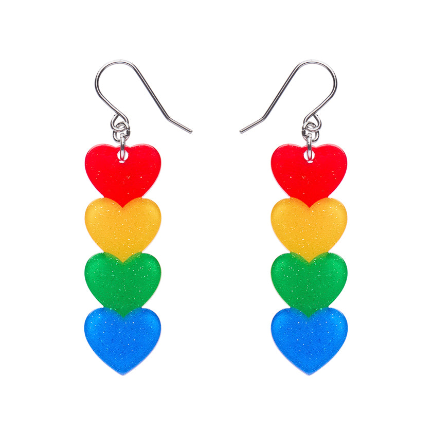 Rainbow Hearts Drop Earrings Rainbow Brite x Erstwilder
