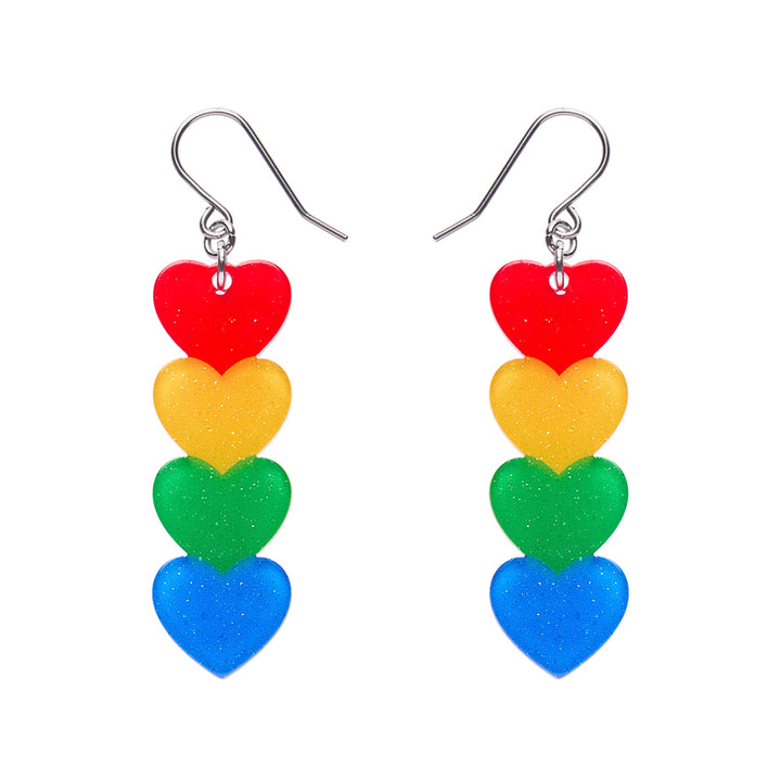 Rainbow Hearts Drop Earrings Rainbow Brite x Erstwilder