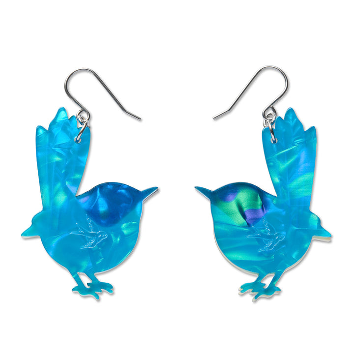Purple-Crowned Fairy Wren Drop Earrings by Erstwilder