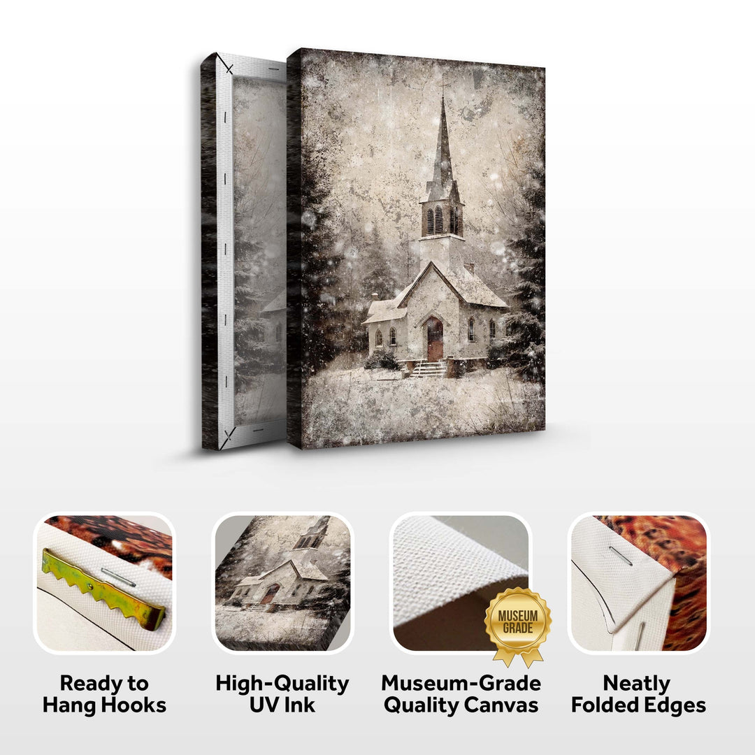 Vintage Church Christmas Wall Art IV