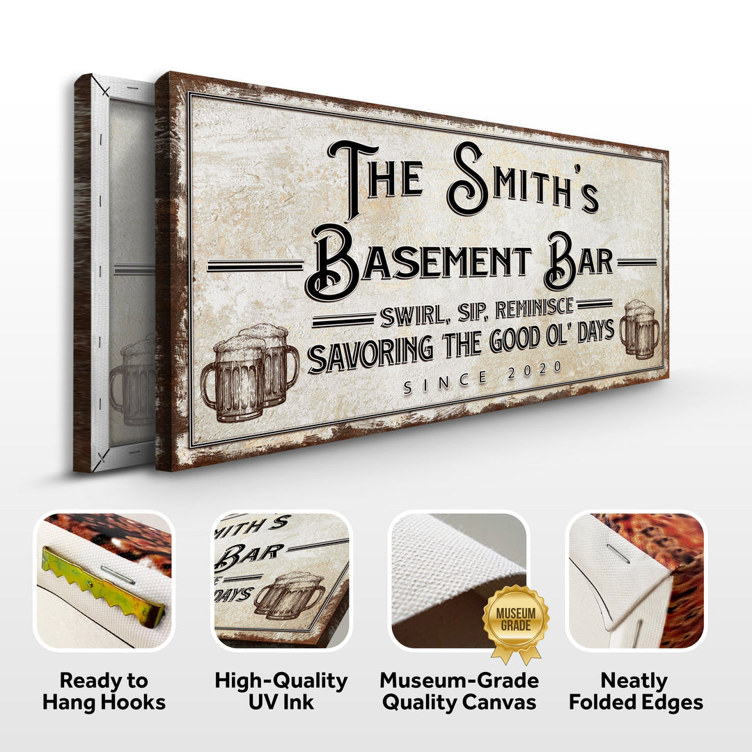 Swirl, Sip, Reminisce Basement Bar Sign