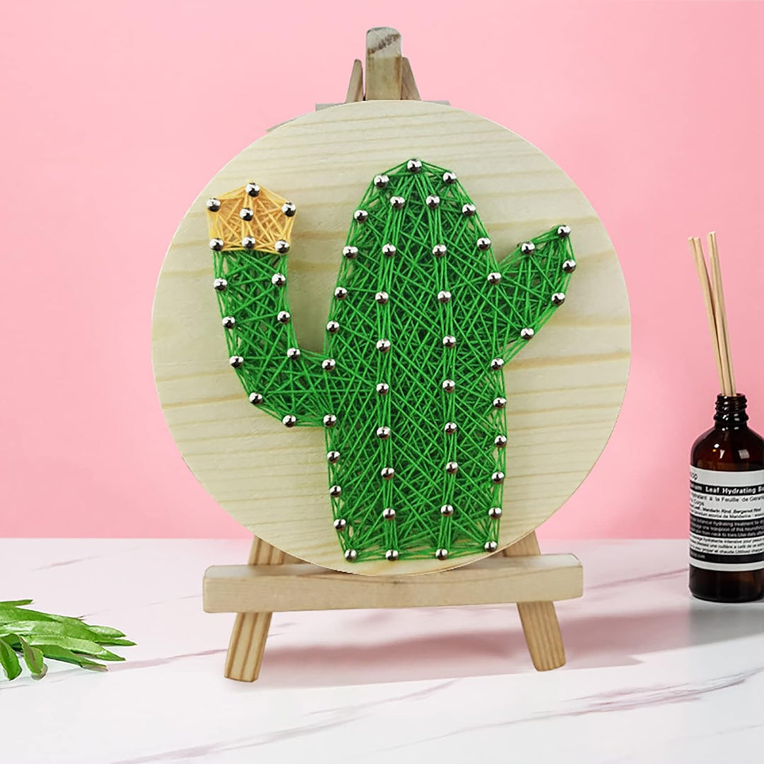 String Art DIY Kit with Stand - Cactus. Wizardi Craft Kit F07-M12-1-DHAA28289
