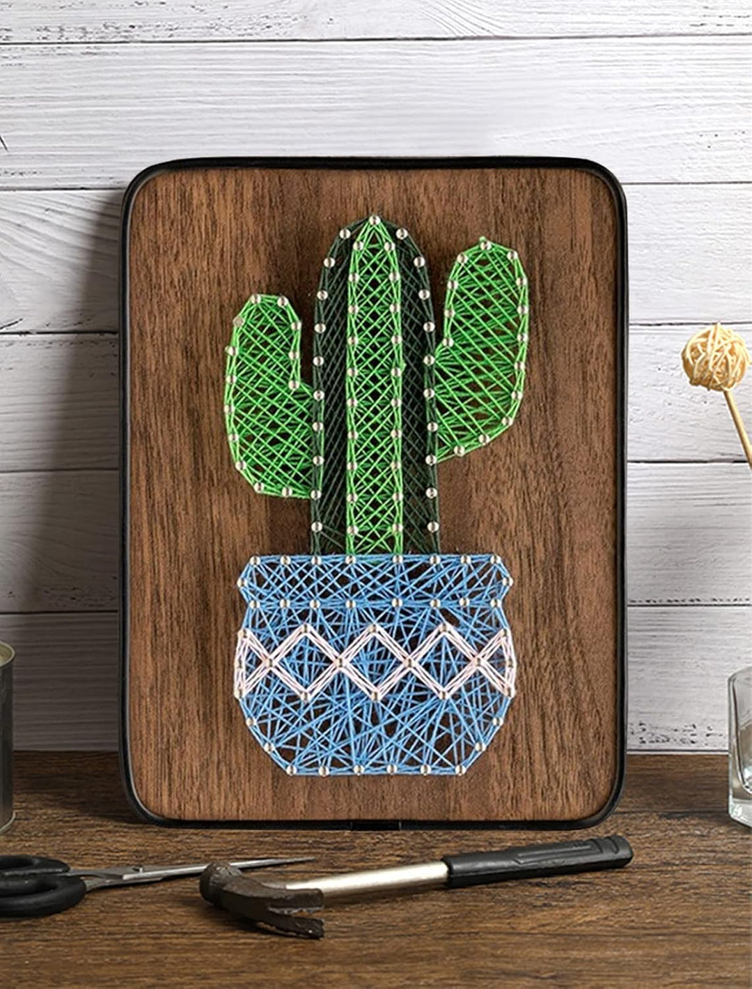 String Art DIY Kit - Potted Cactus. Wizardi Craft Kit F07-M12-3-DH5016