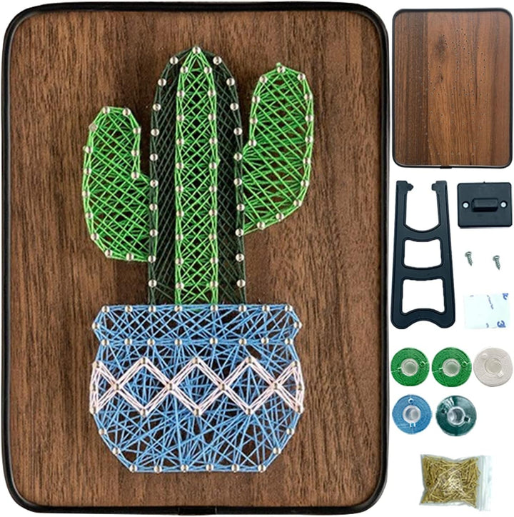 String Art DIY Kit - Potted Cactus. Wizardi Craft Kit F07-M12-3-DH5016